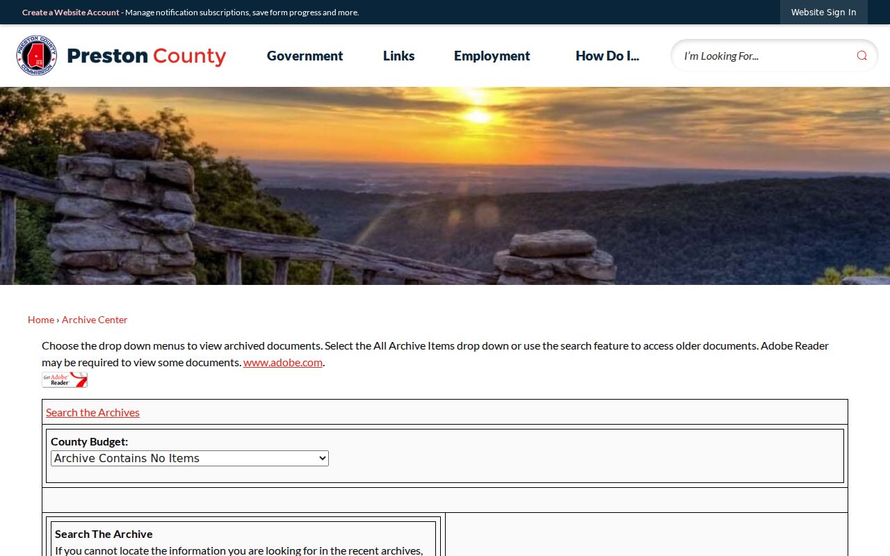 Preston County property records context in the county archive keyword, date, and category search