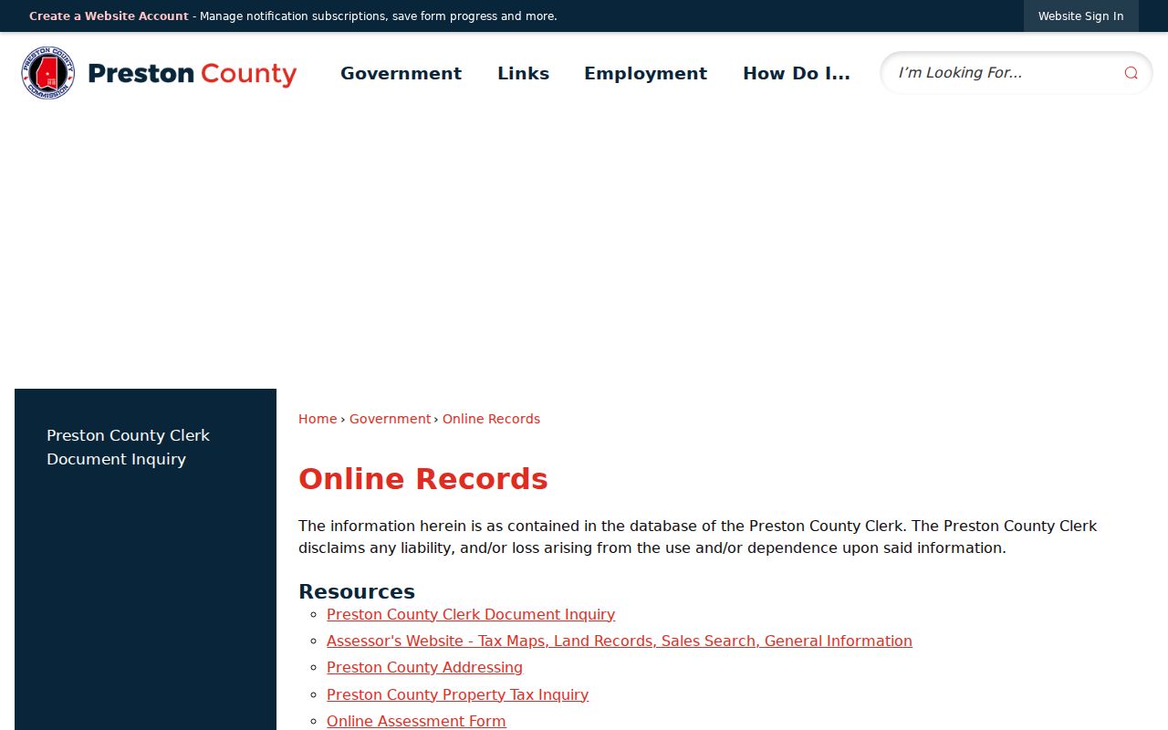 Preston County property records online records hub
