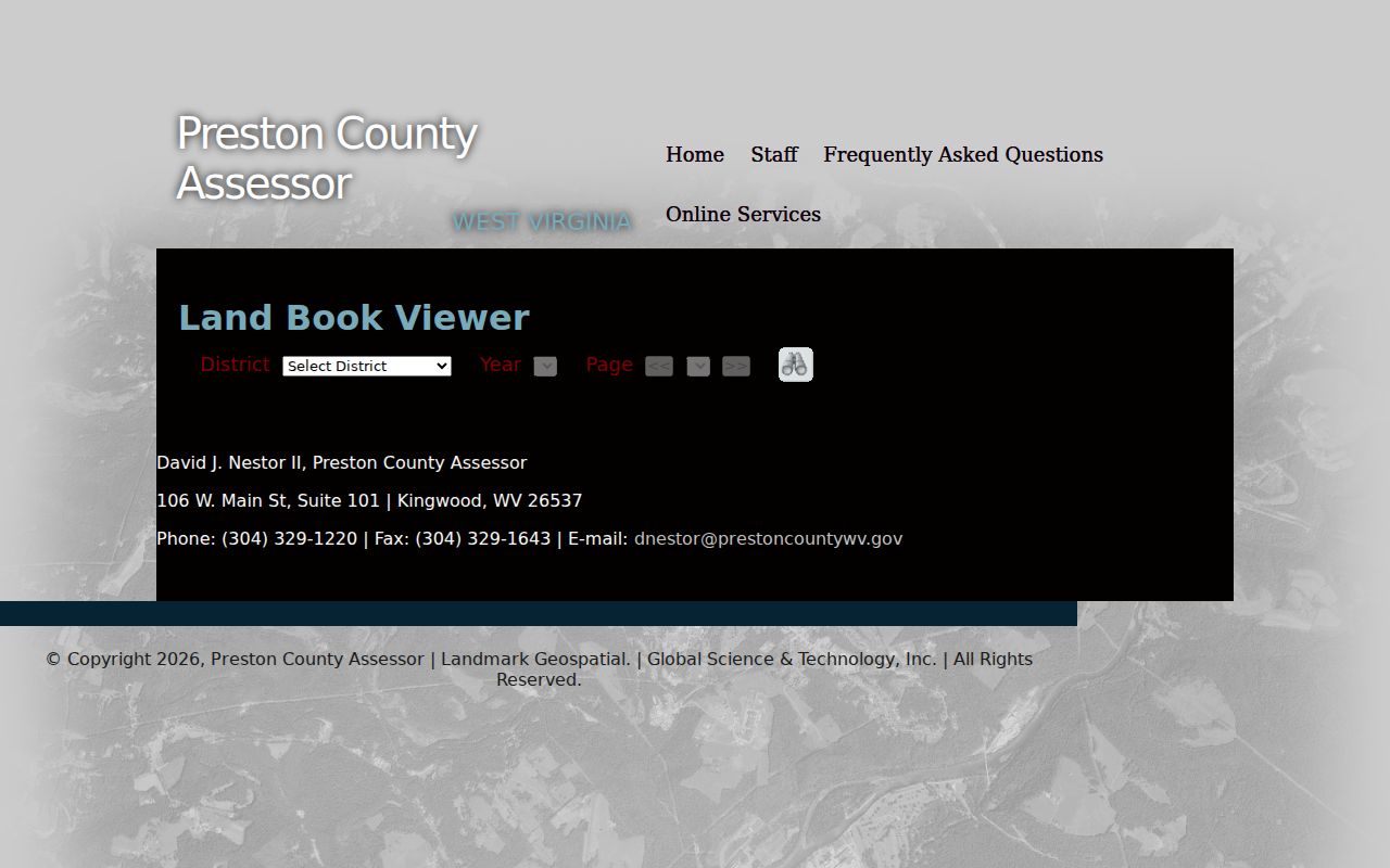 Preston County property records land book district year and page controls