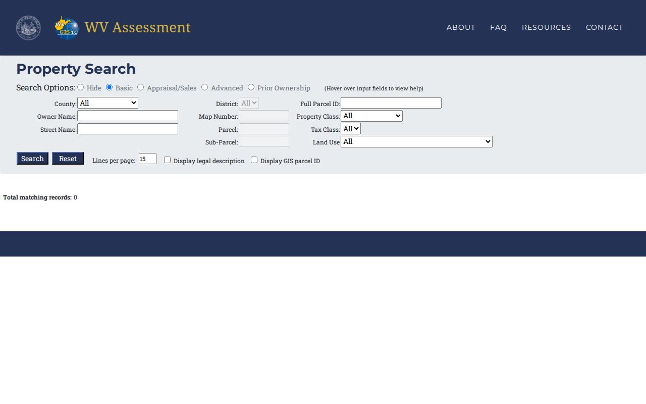 Preston County property search owner and parcel fields