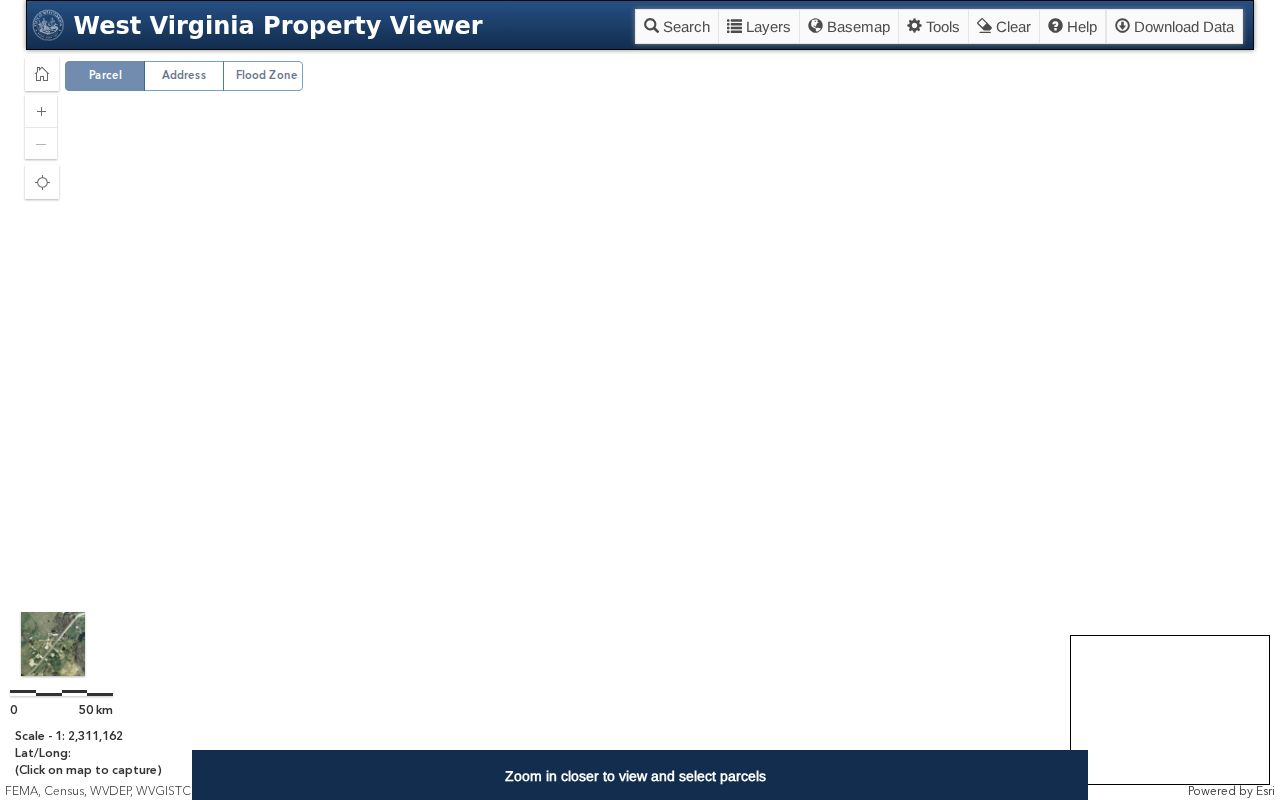 Preston County parcel maps in the statewide parcel viewer